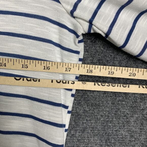 NY Collection Striped Knit Tunic Top Light Weight Women M 3/4 Sleeve Flare Hem - Picture 8 of 16